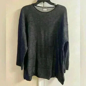 Enigma Italy sweater crewneck black pullover merino‎ wool men XL